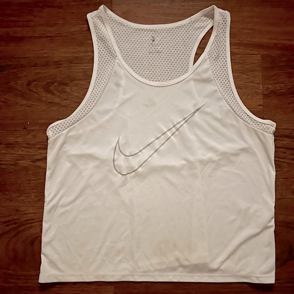 Nike White Dri-Fit Mesh Running Tank Top Size Large